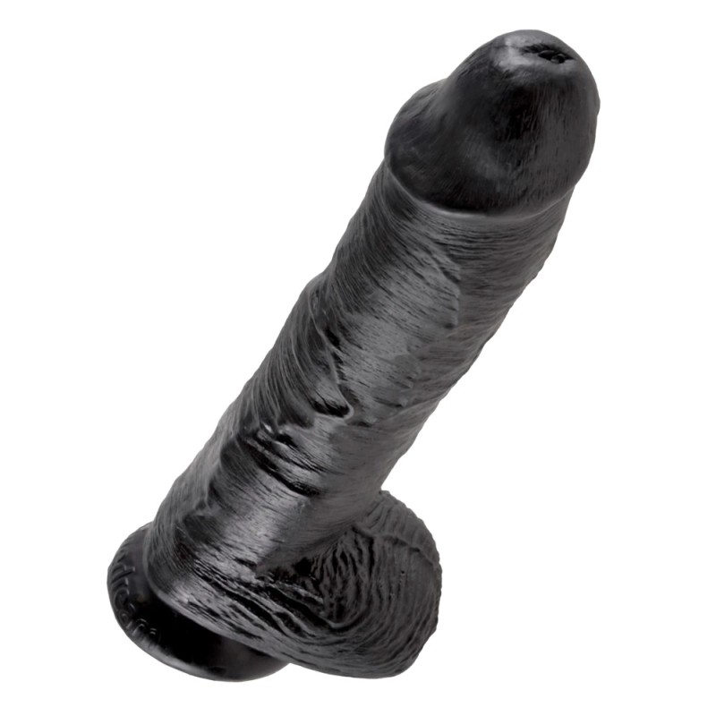 King Cock - Realistyczne Dildo Z Żołędziem Jądrami I Żyłkami 25 CM Czarny